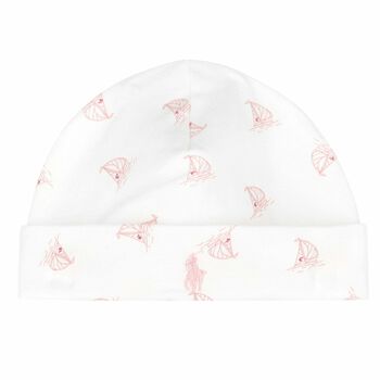 Baby Girls White & Pink Logo Hat