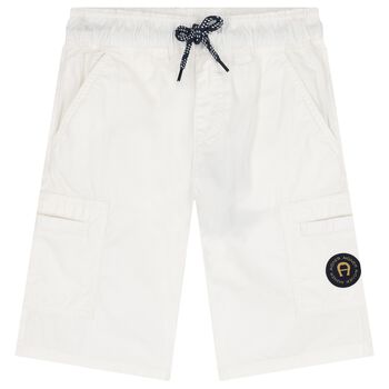 Boys White Logo Shorts