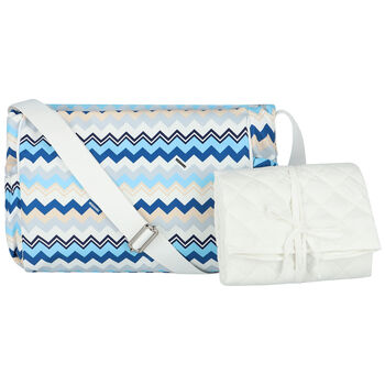 Blue & White Zigzag Baby Changing Bag