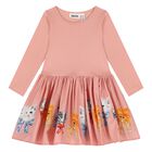 Younger Girls Pink Cat Dress, 2, hi-res