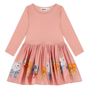 Younger Girls Pink Cat Dress