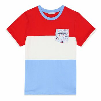Tutto Piccolo Boys Red & Blue Colourblock T-Shirt, 1 Boys Red & Blue Colourblock T-Shirt