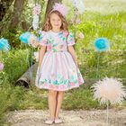 Girls Pink Satin Floral Dress, 1, hi-res