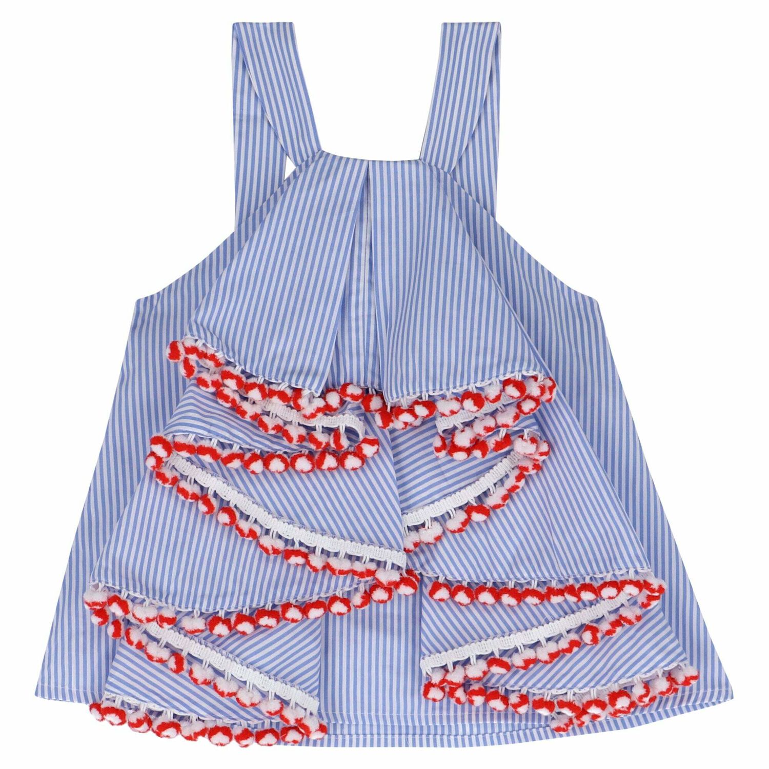 Girls Blue & White Sleeveless Top, 1, hi-res image number null