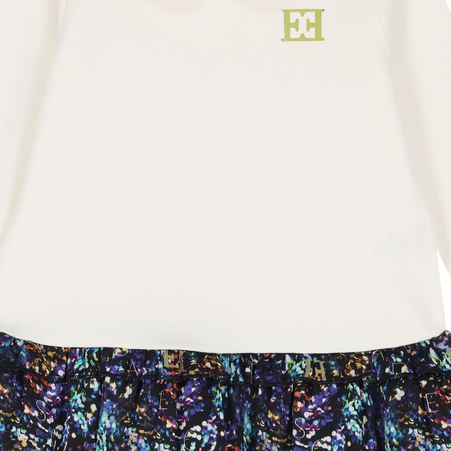 Younger Girls Ivory Logo Dress, 1, hi-res