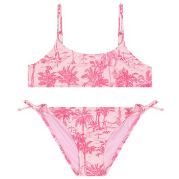 Girls Pink Palm Tree Bikini