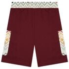 Boys Burgundy Zig Zag Shorts, 1, hi-res