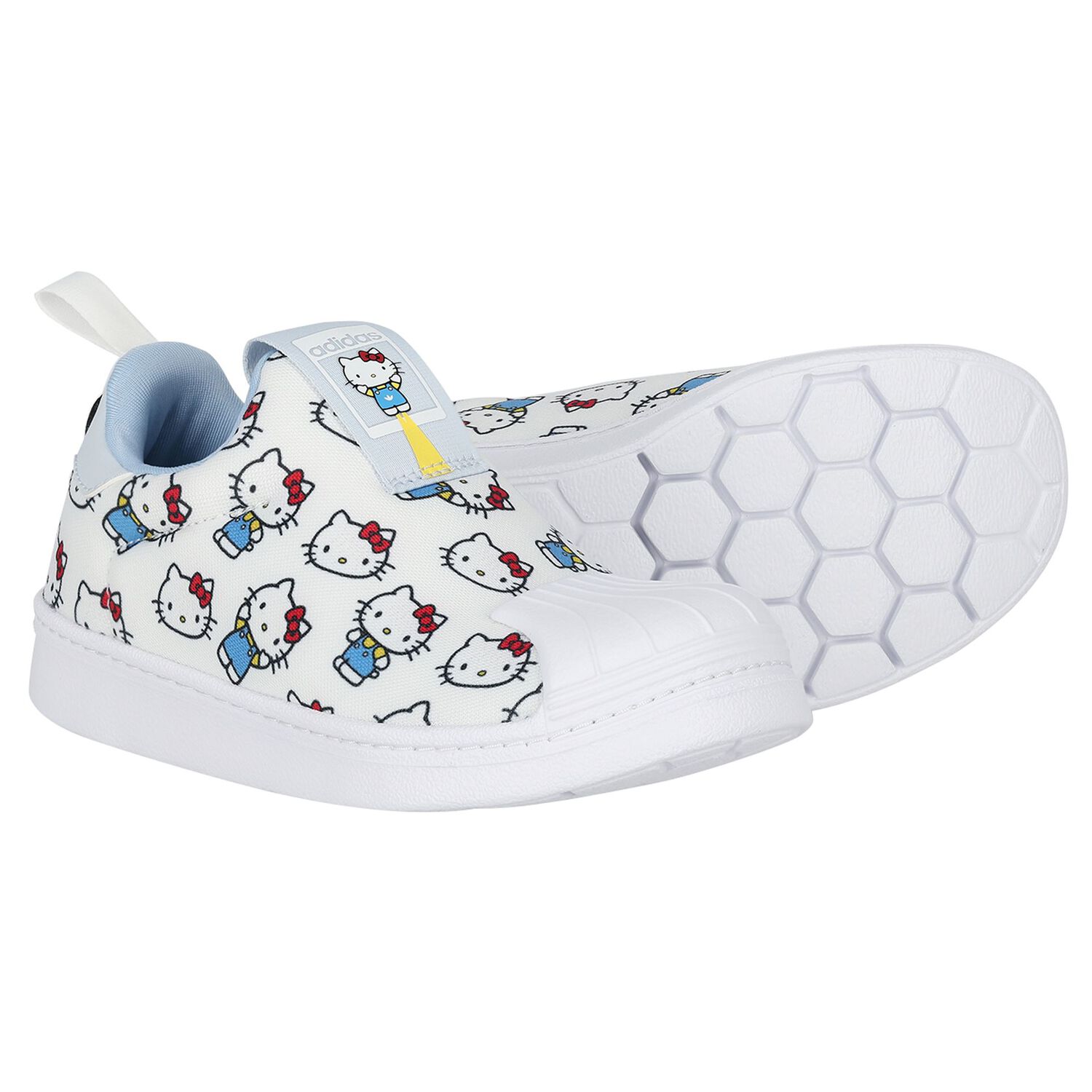 Girls White Superstar Hello Kitty Trainers, 1, hi-res image number null