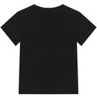 Girls Black Embellished Logo T-Shirt, 2, hi-res