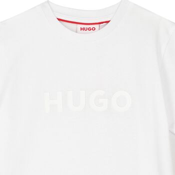 Boys White Cotton Logo T-Shirt