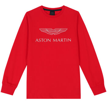 Boys Red Logo Long Sleeve Top