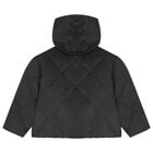 Girls Silver & Black Logo Reversible Puffer Jacket, 1, hi-res