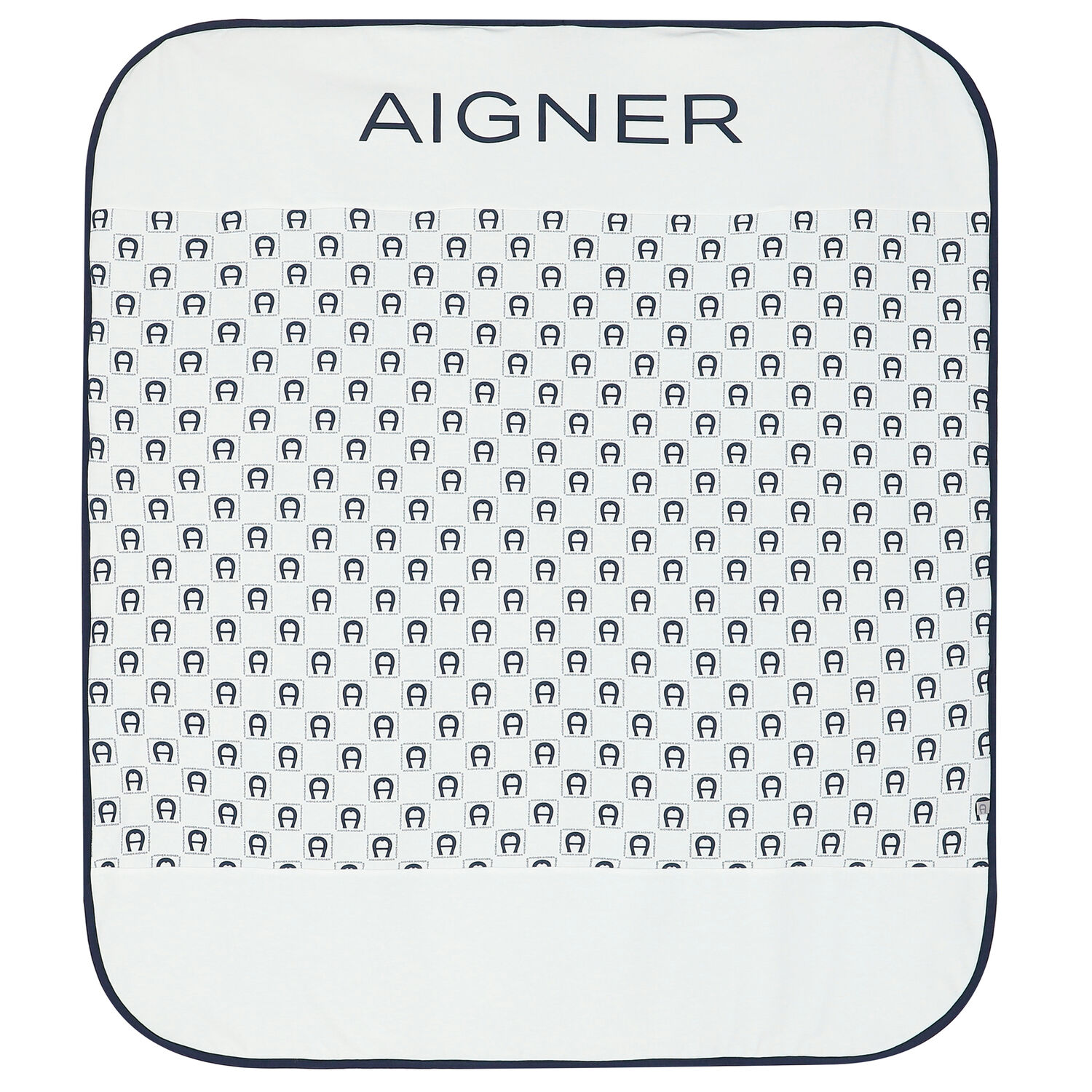 White & Navy Blue Logo Baby Blanket, 2, hi-res