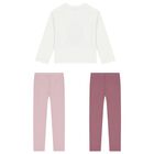 Girls White & Pink Leggings Set, 1, hi-res