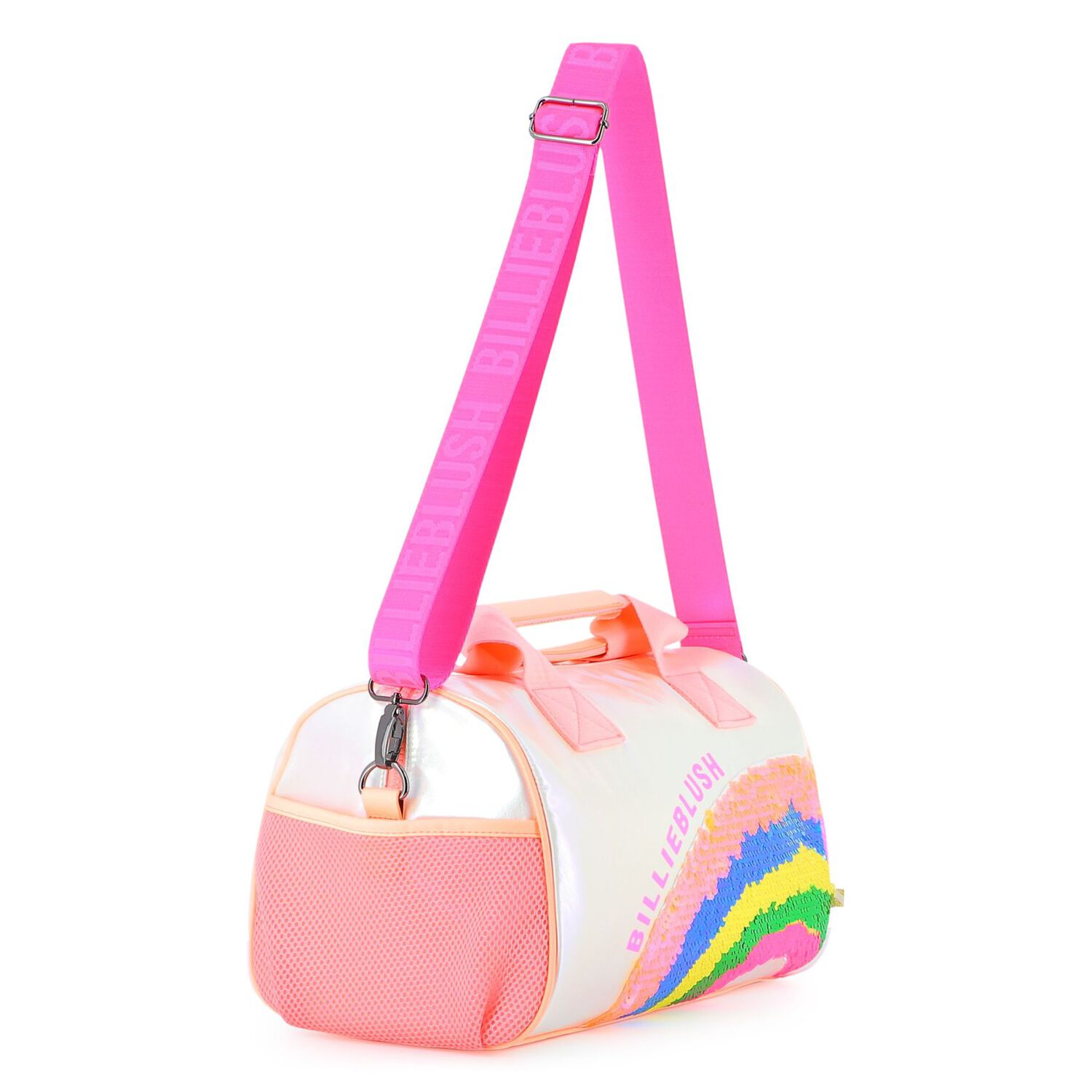 Girls Pink Iridescent Logo Bag, 1, hi-res