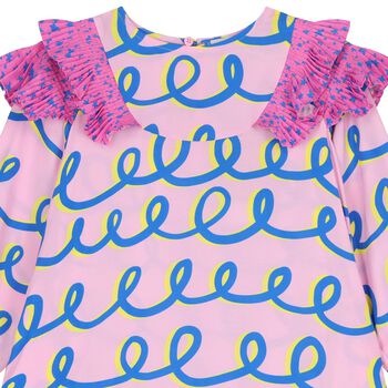 Girls Pink & Yellow Pleated Dress          