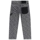 بنطال جينز أسود بشعار للأولاد, 1, hi-res