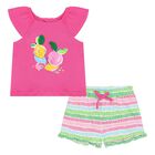 طقم شورت للبنات باللون الاخضر والوردى , 1, hi-res