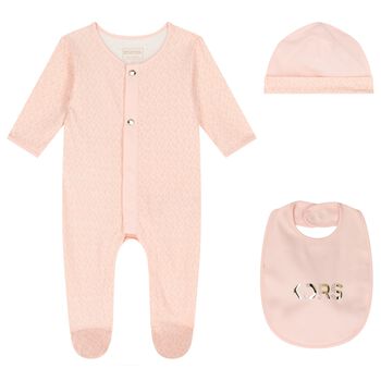 Baby Girls Pink Logo Babygrow Gift Set