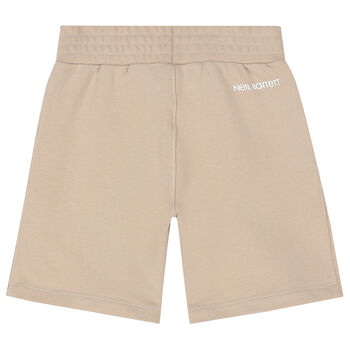 Boys Beige Thunderbolt Logo Shorts