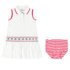 Younger Girls White & Pink Logo Polo Dress Set, 1, hi-res
