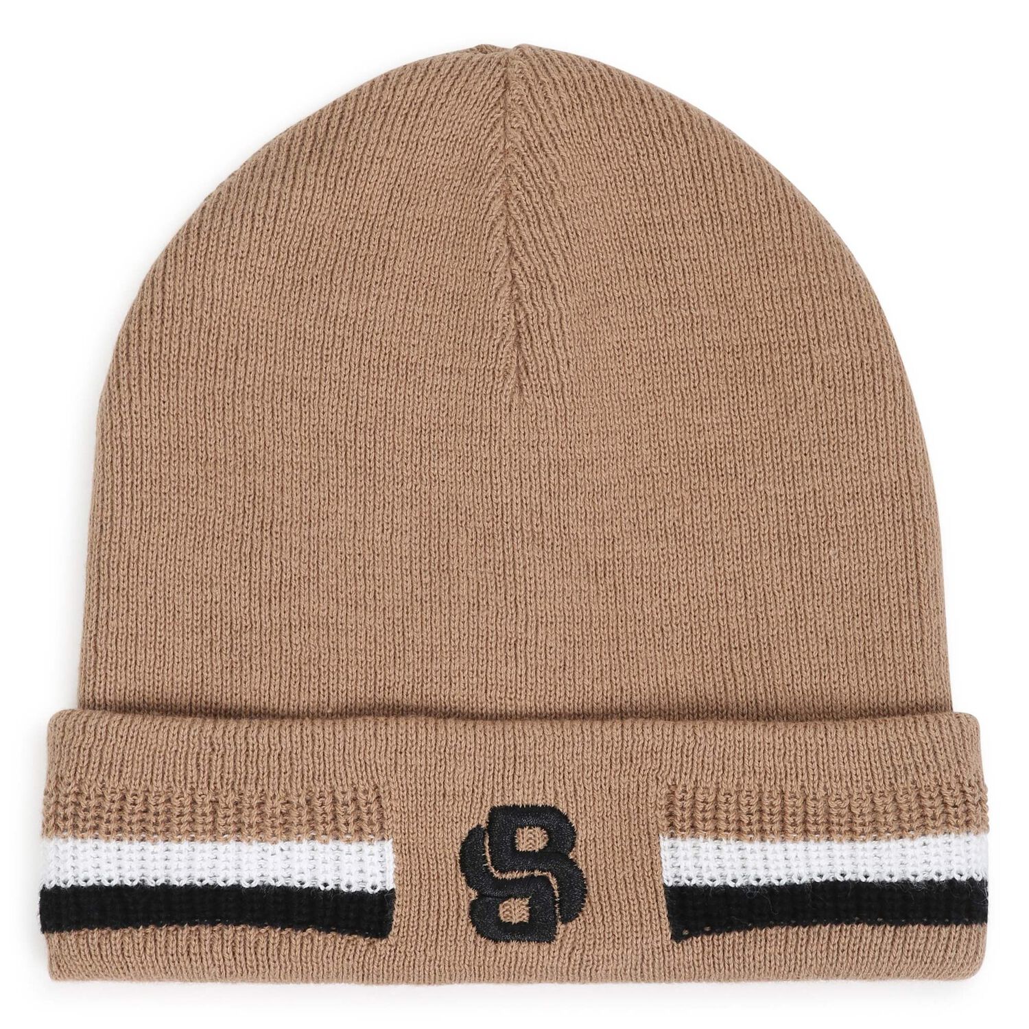 Baby Boys Beige Logo Beanie Hat, 1, hi-res