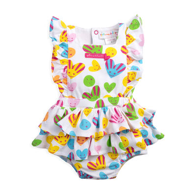 Baby Girls Multicolor Smiley Print Bodysuit
