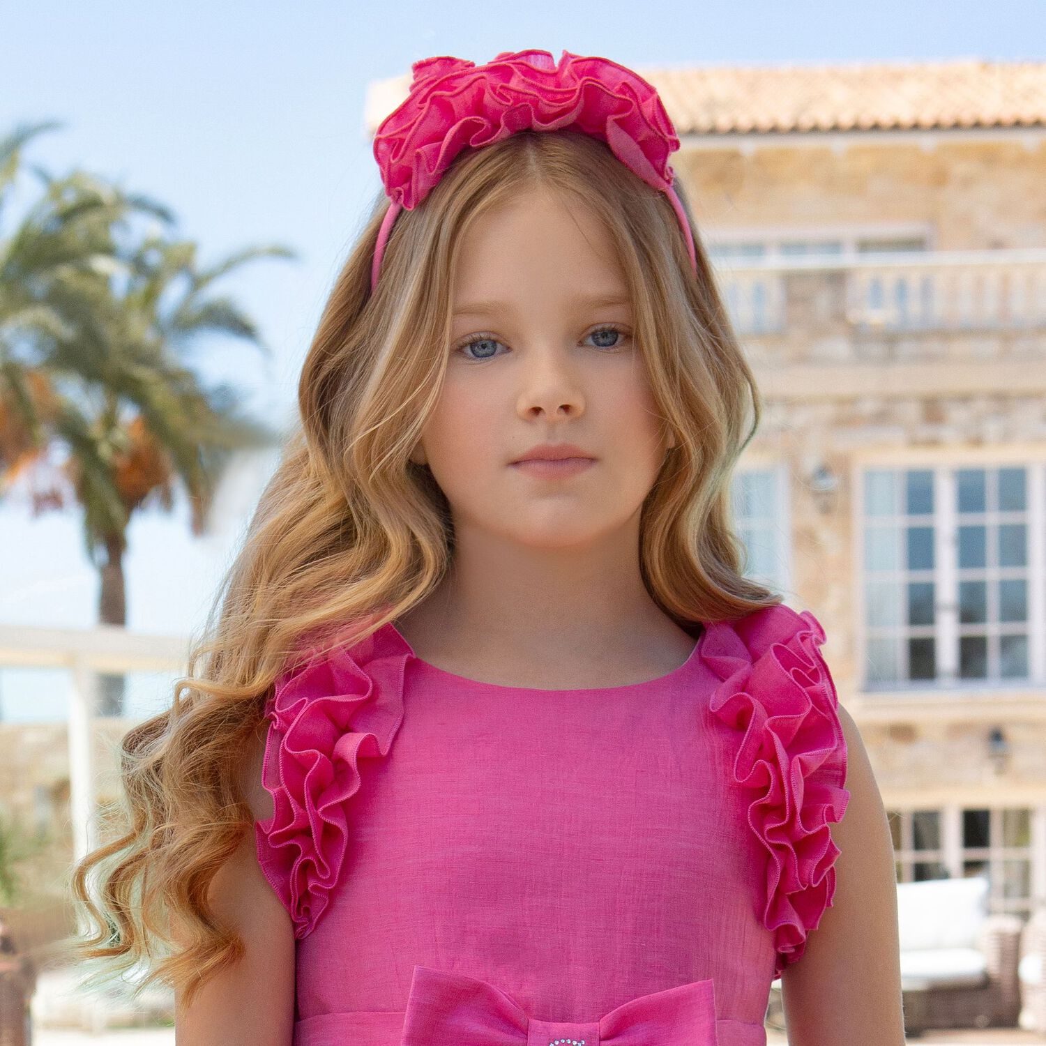 Girls Pink Ruffled Headband, 1, hi-res image number null
