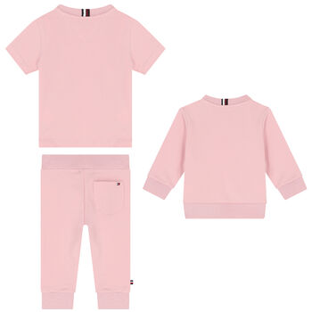 Baby Girls Pink Logo 3-Piece Tracksuit