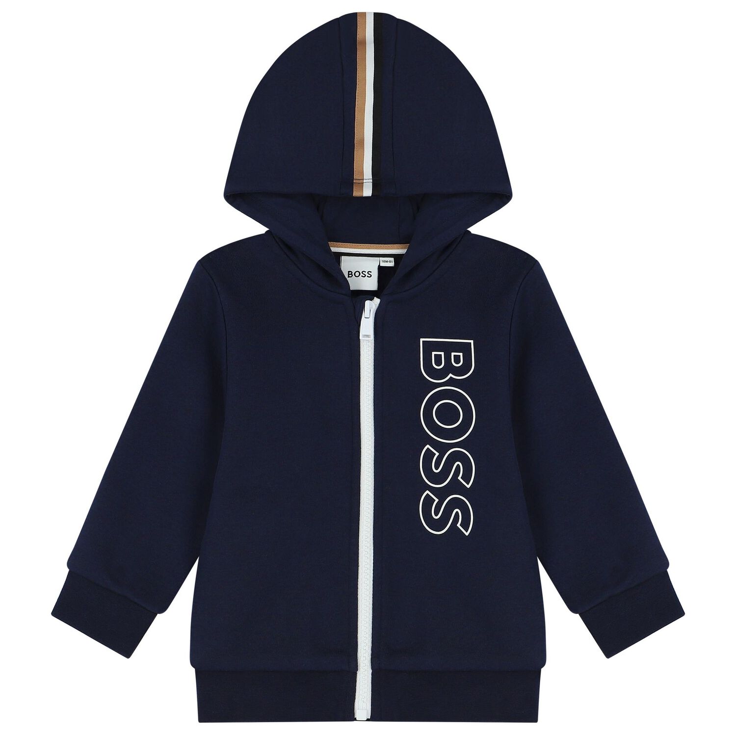 Younger Navy Blue Logo Hooded Zip Up Top, 1, hi-res image number null