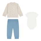 Baby Boys Beige & Blue Tracksuit Set ( 3 Piece ) , 1, hi-res