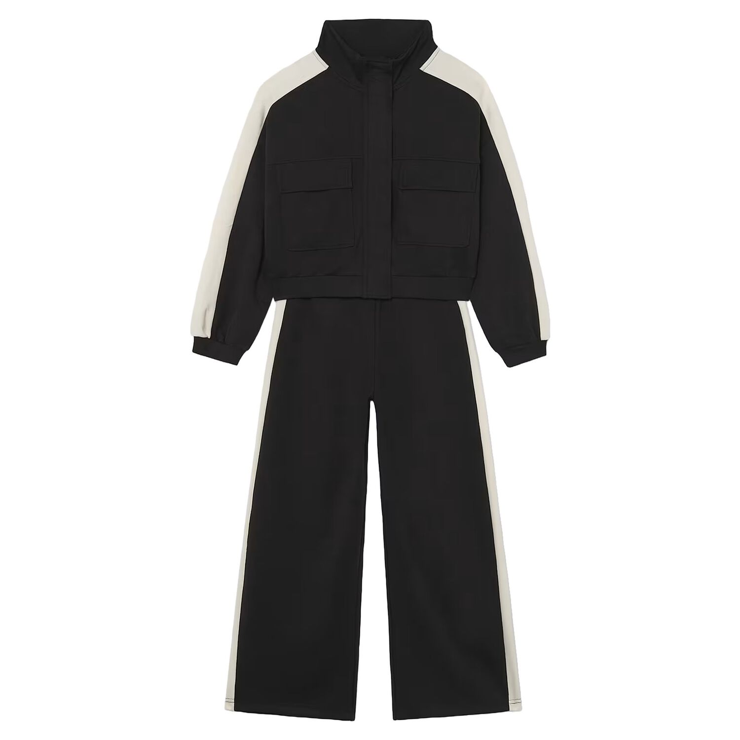 Girls Black & Ivory Tracksuit, 2, hi-res