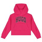 Girls Pink Logo Hooded Top, 1, hi-res
