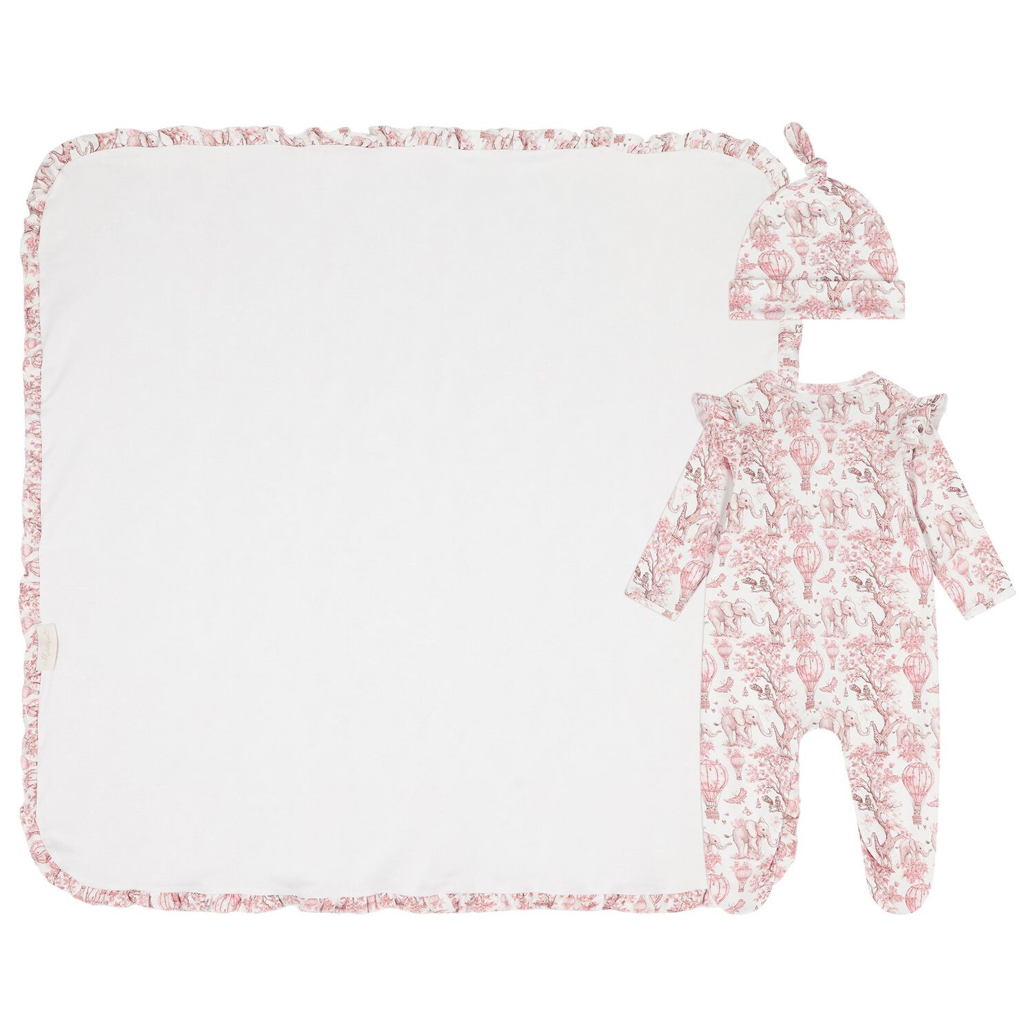 Baby Girls White & Pink Africa Babygrow Gift Set, 1, hi-res