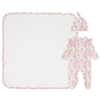 Baby Girls White & Pink Africa Babygrow Gift Set