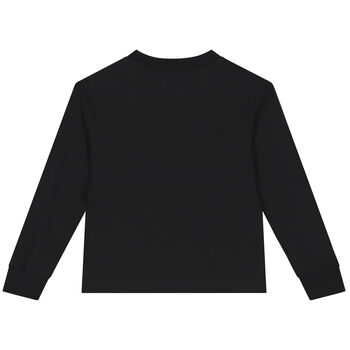 Black Teddy Bear Logo Long Sleeve Top