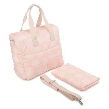 Baby Girls Pink & Ivory Flower Logo Changing Bag
