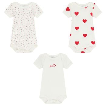 Baby Girls Ivory Hearts Bodysuit ( 3-Pack )