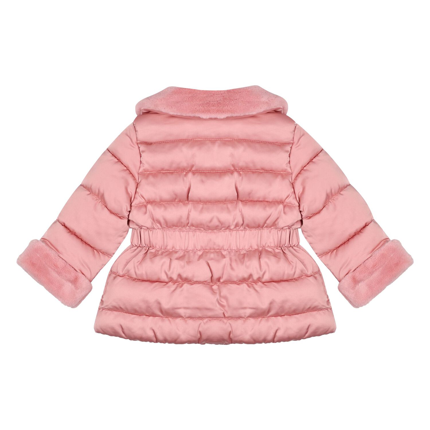 Younger Girls Pink Hooded Puffer Jacket, 1, hi-res
