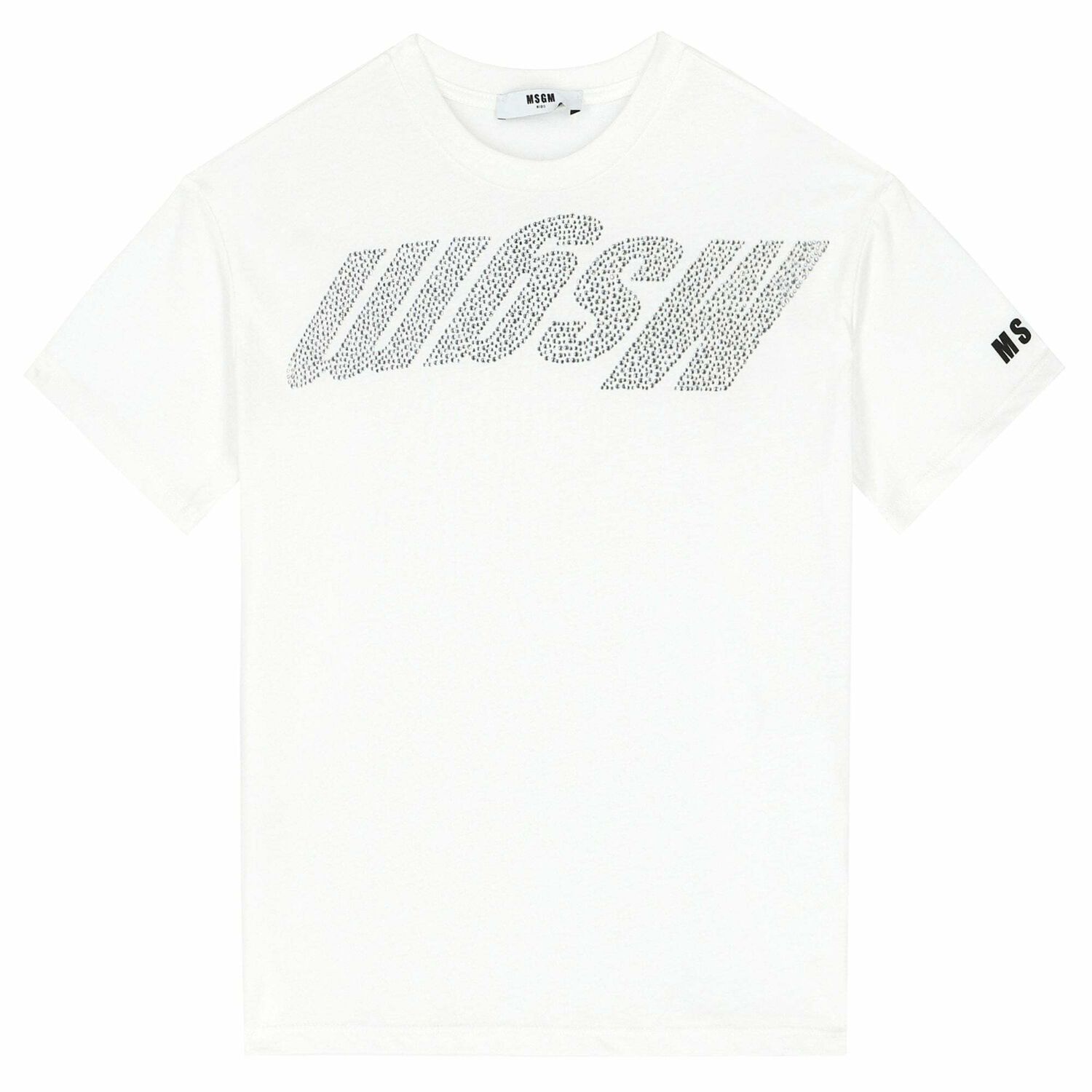 تيشيرت مطرز بالشعار باللون الابيض للبنات, 1, hi-res image number null