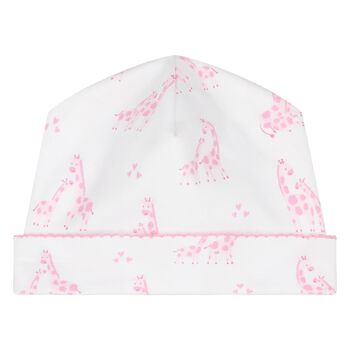 Baby Girls White & Pink Giraffe Hat