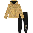 Boys Beige & Black Logo Geo Map Tracksuit, 1, hi-res