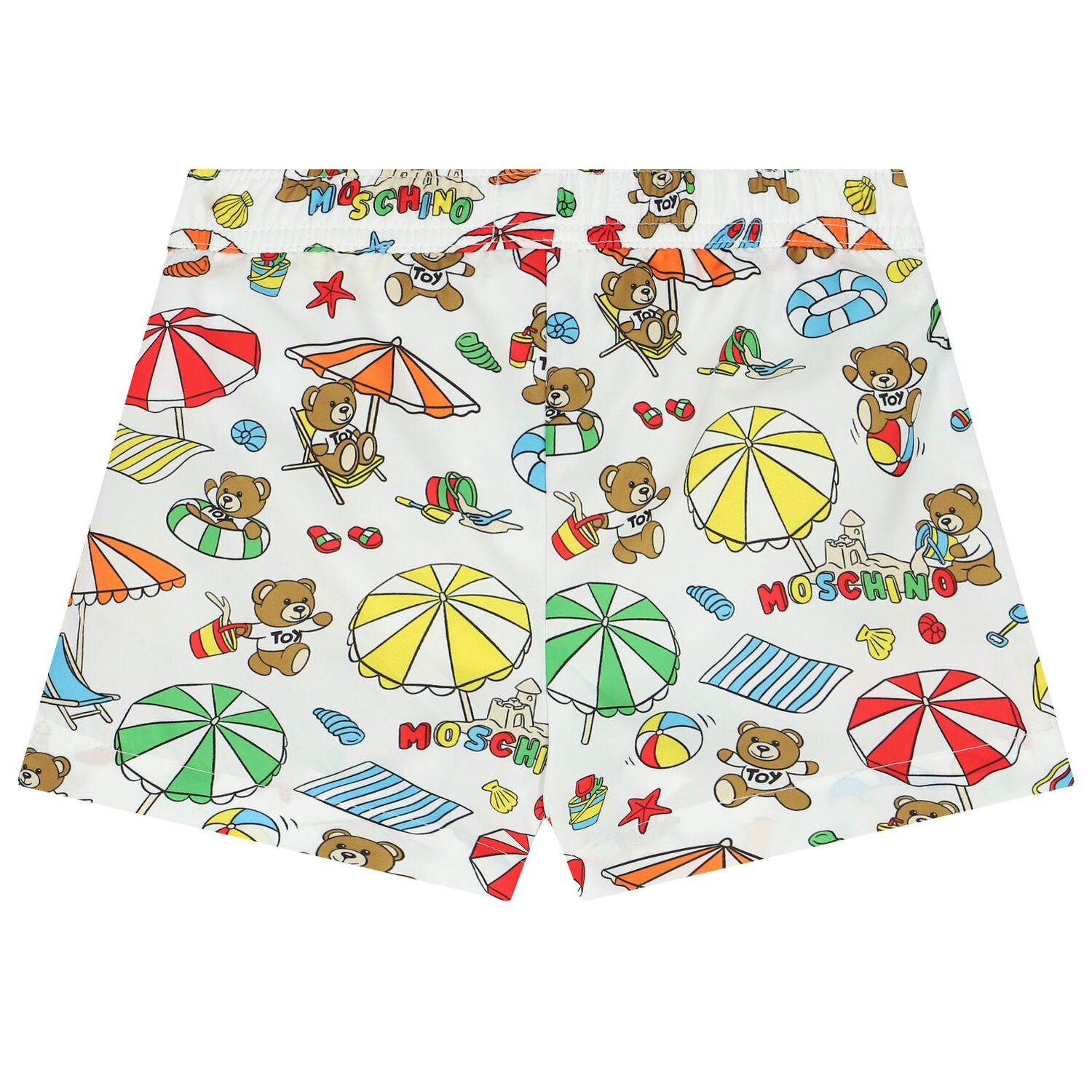 Younger Boys White Teddy Bear Logo Swim Shorts, 1, hi-res image number null