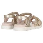 Girls Gold Logo Sandals , 1, hi-res