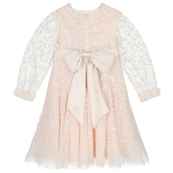 Girls Pink Dappled Sequin Embellished Dress