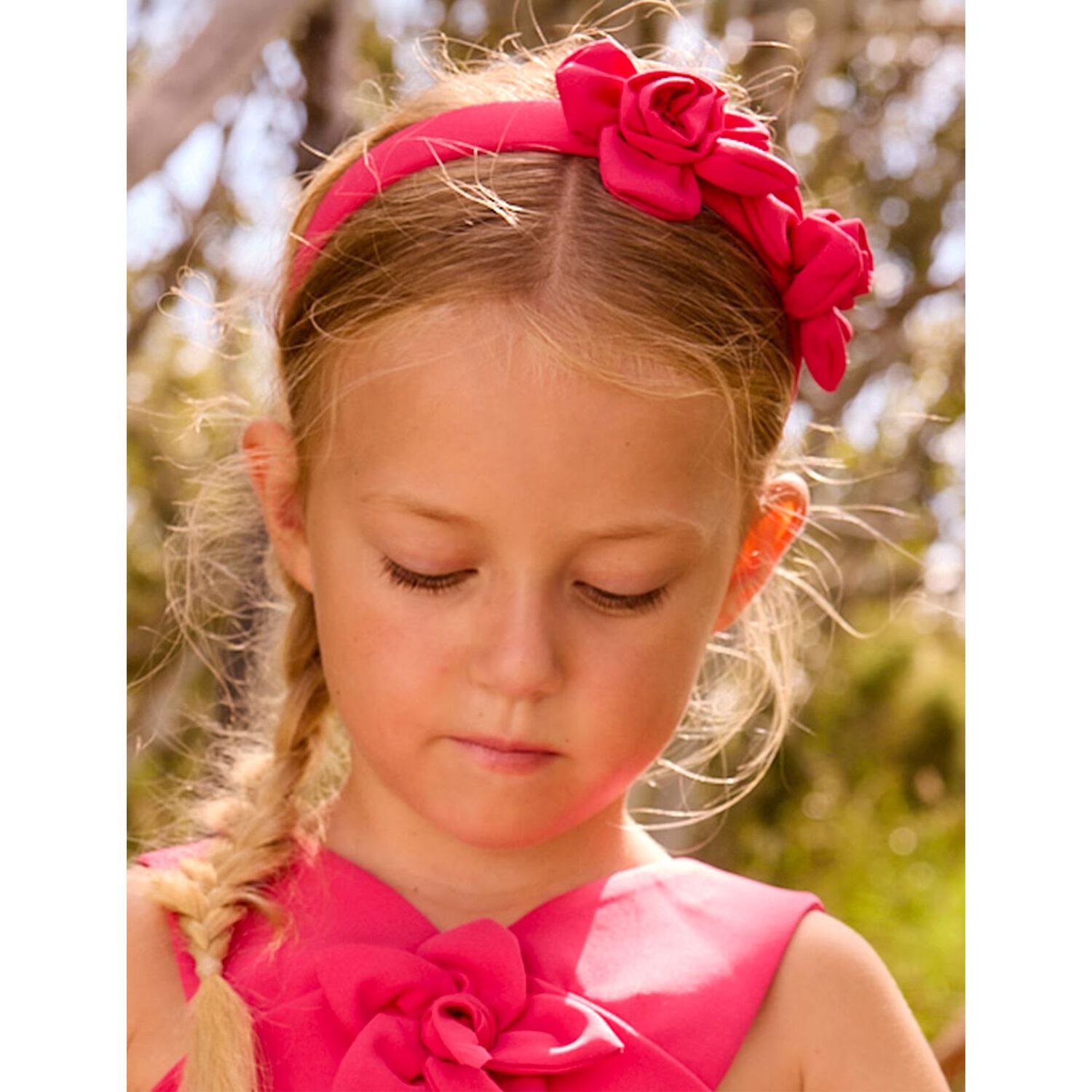 Girls Pink Flower Headband, 1, hi-res