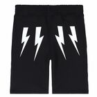 Boys Black Printed Jersey Shorts, 1, hi-res