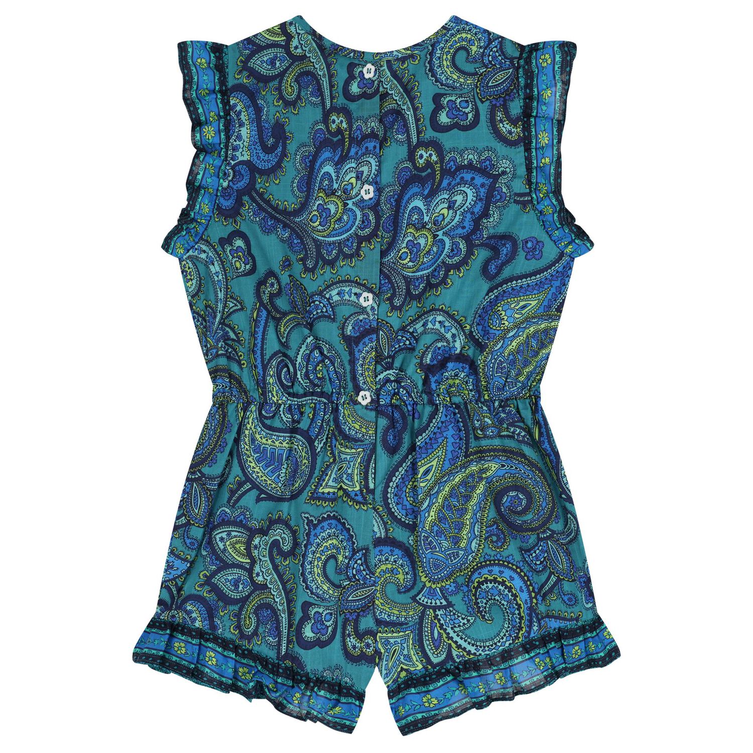 Girls Blue Paisley Playsuit, 1, hi-res