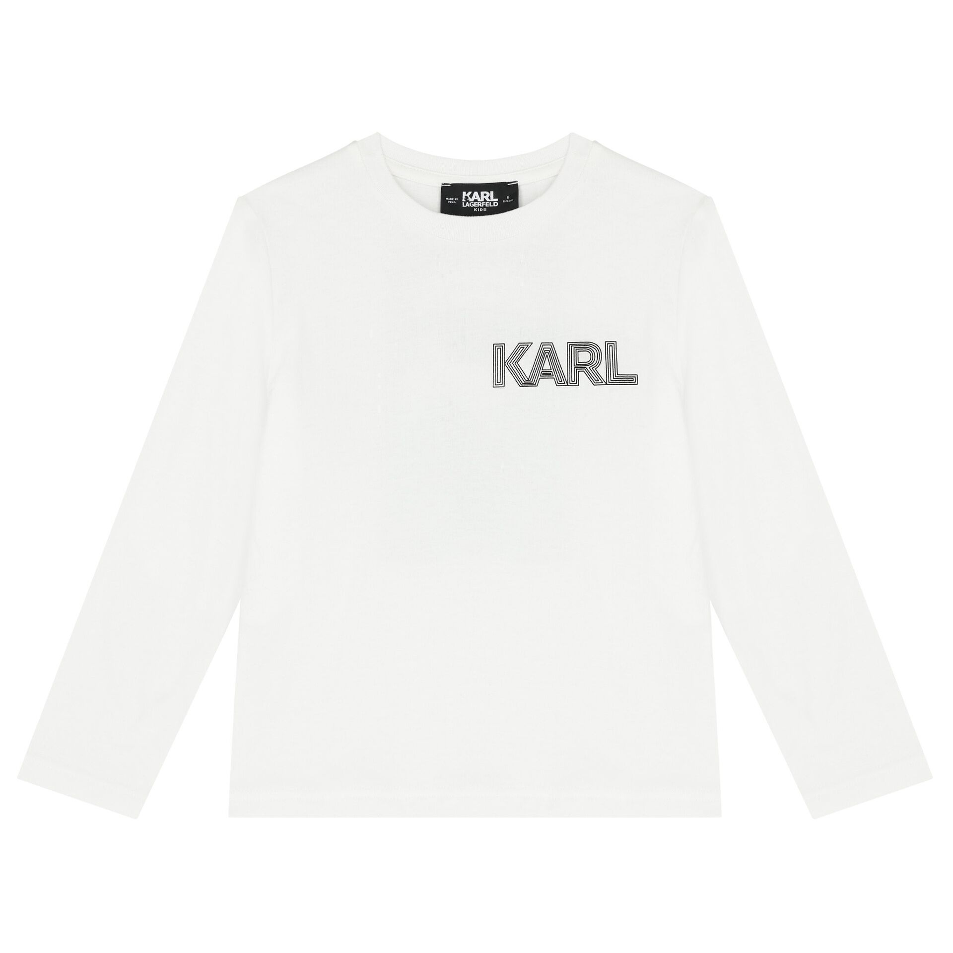 KARL LAGERFELD Boys White Logo Long Sleeve Top | Junior Couture