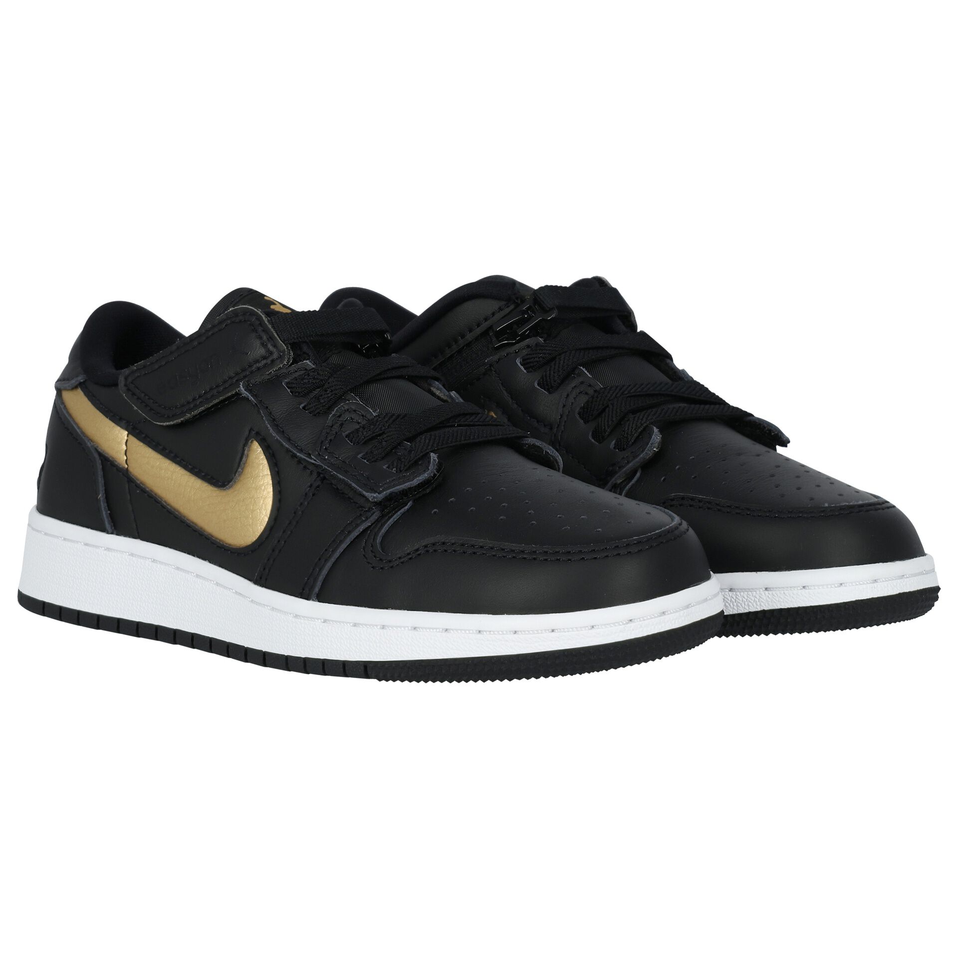 Nike Kids Black & Gold Air Jordan 1 Low Flyease Trainers | Junior